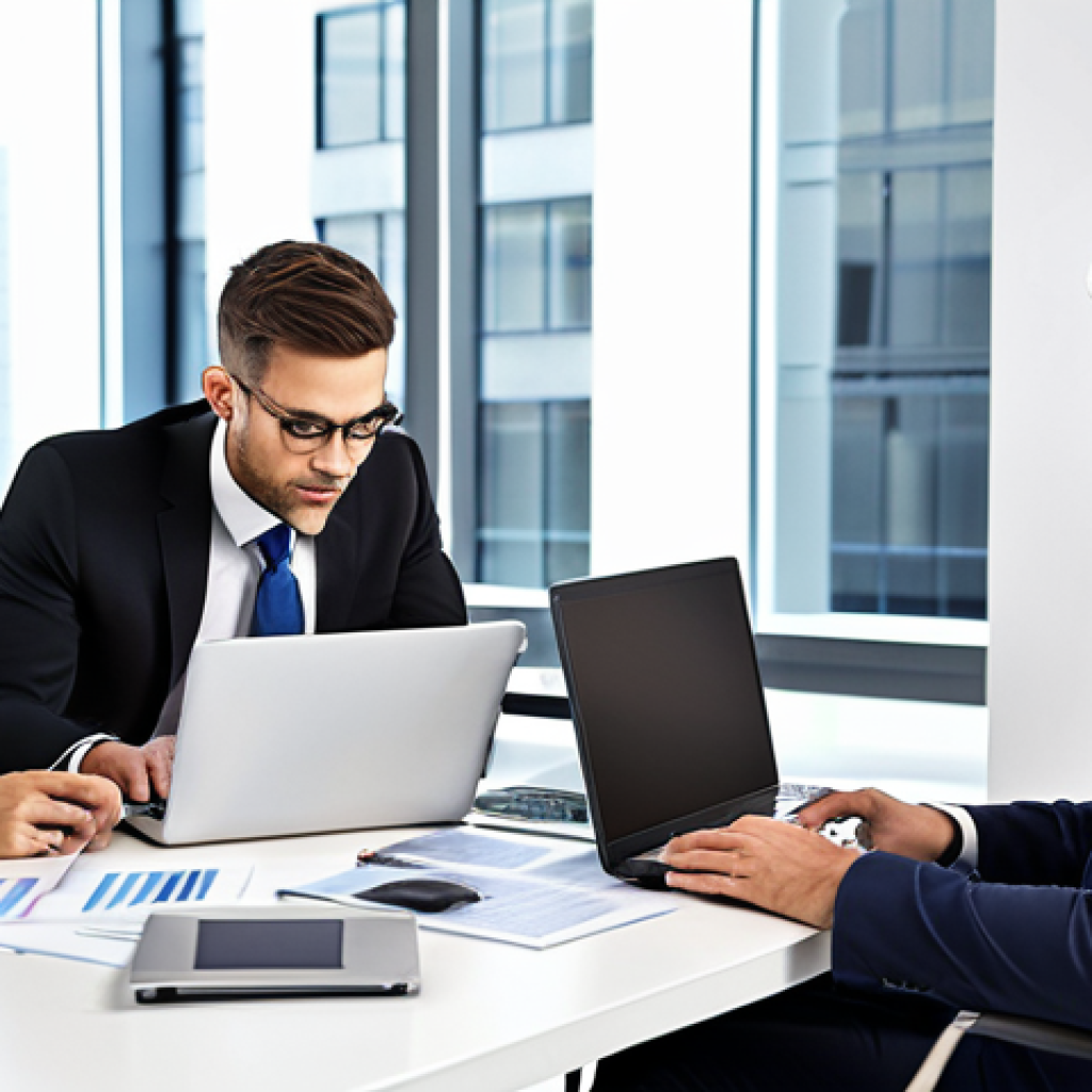 **

A diverse team of financial professionals (analyst, accountant, advisor) collaborating around a table filled with financial documents and laptops. Focus on teamwork, synergy, and the exchange of knowledge.  Style:  Modern, bright office, professional attire.

**